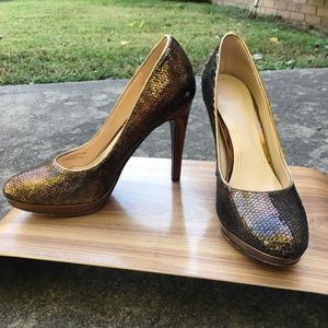 Cole Haan Chelsea High Pump, Bronze Sequin